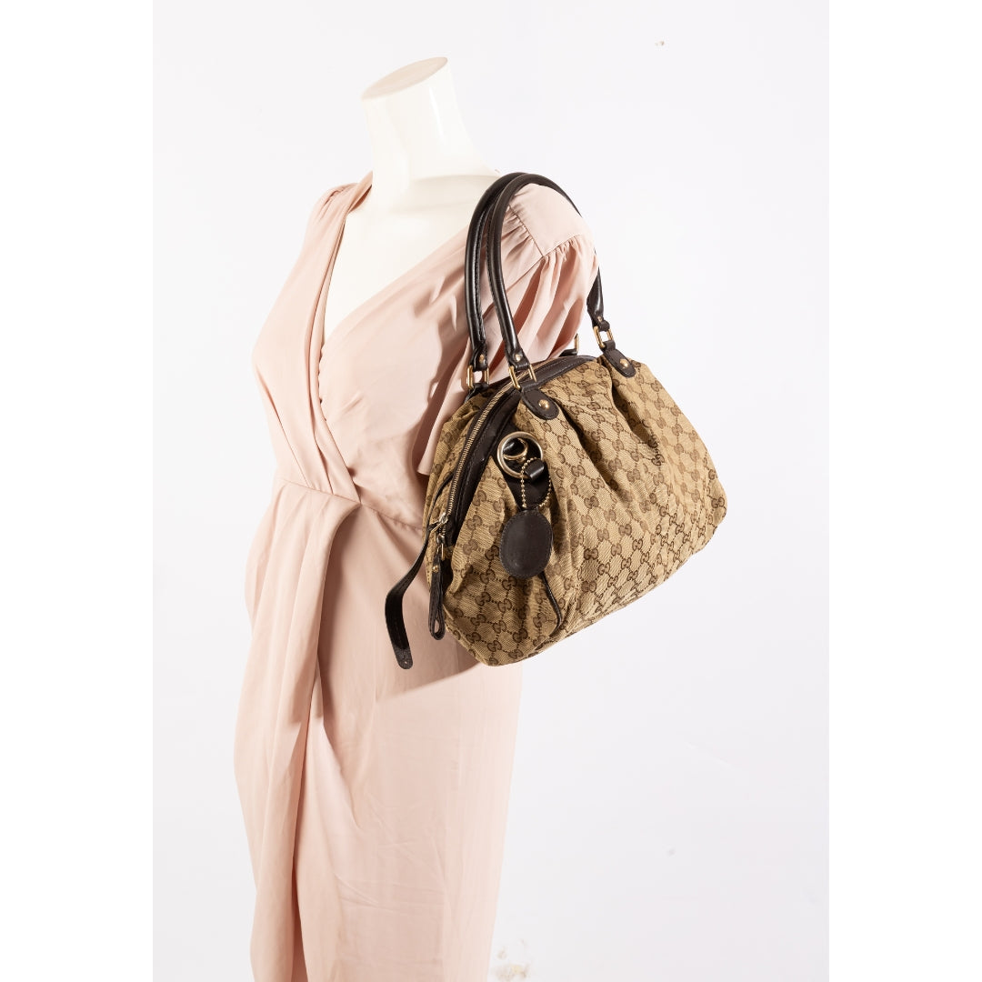 Gucci Beige GG Canvas Sukey Boston Bag