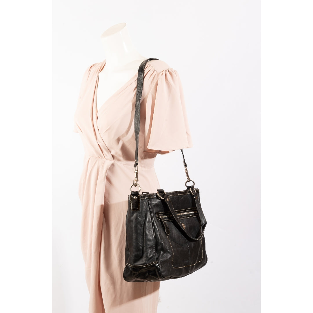 Coach Black Laura North South Tote