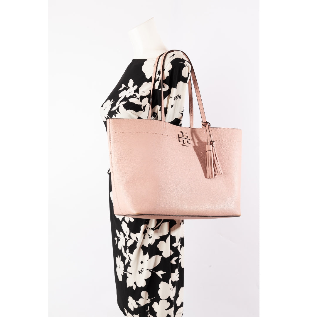 Tory Burch Pink Pebbled Leather McGraw Tote Bag