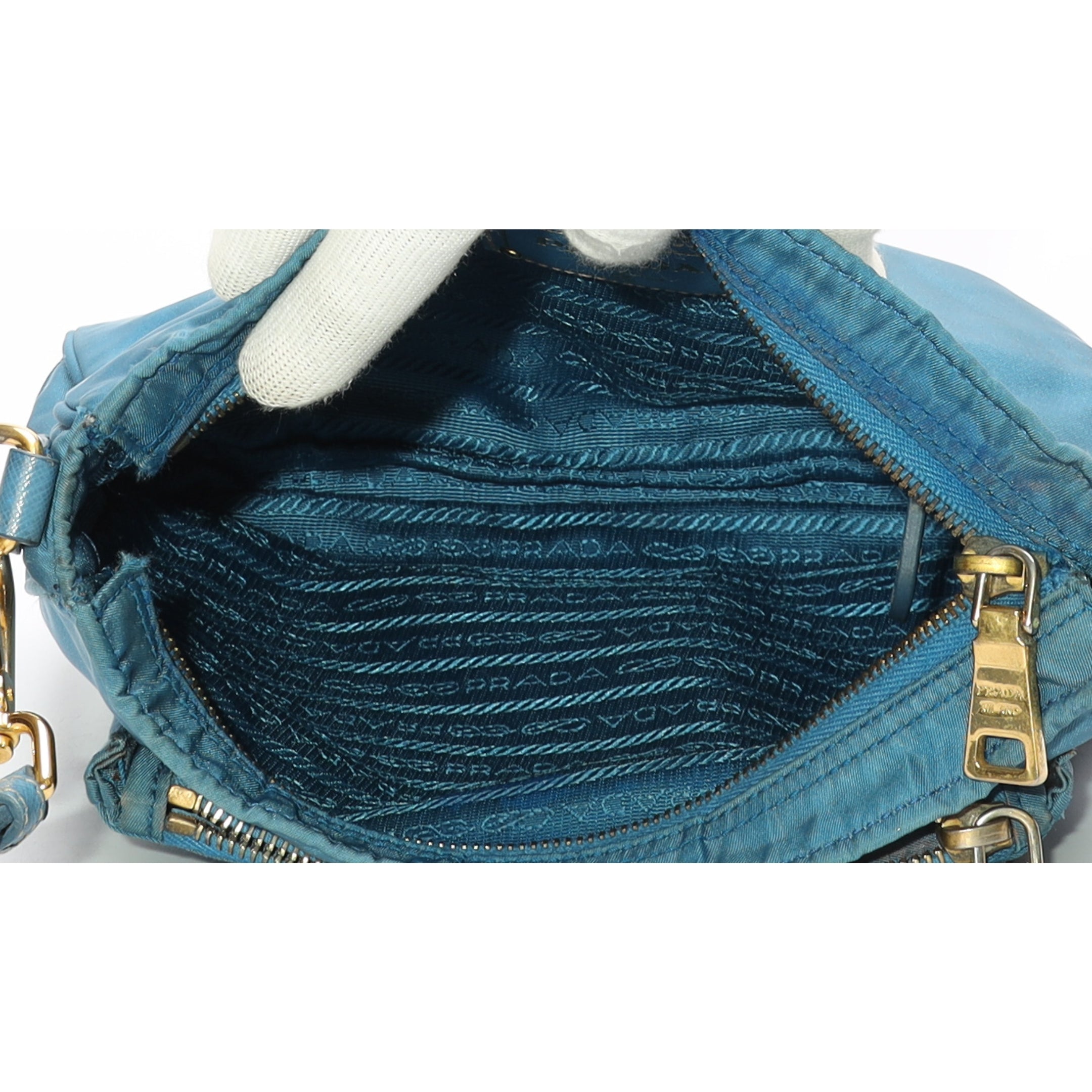 Prada Tessuto Blue Nappa Crossbody Bag