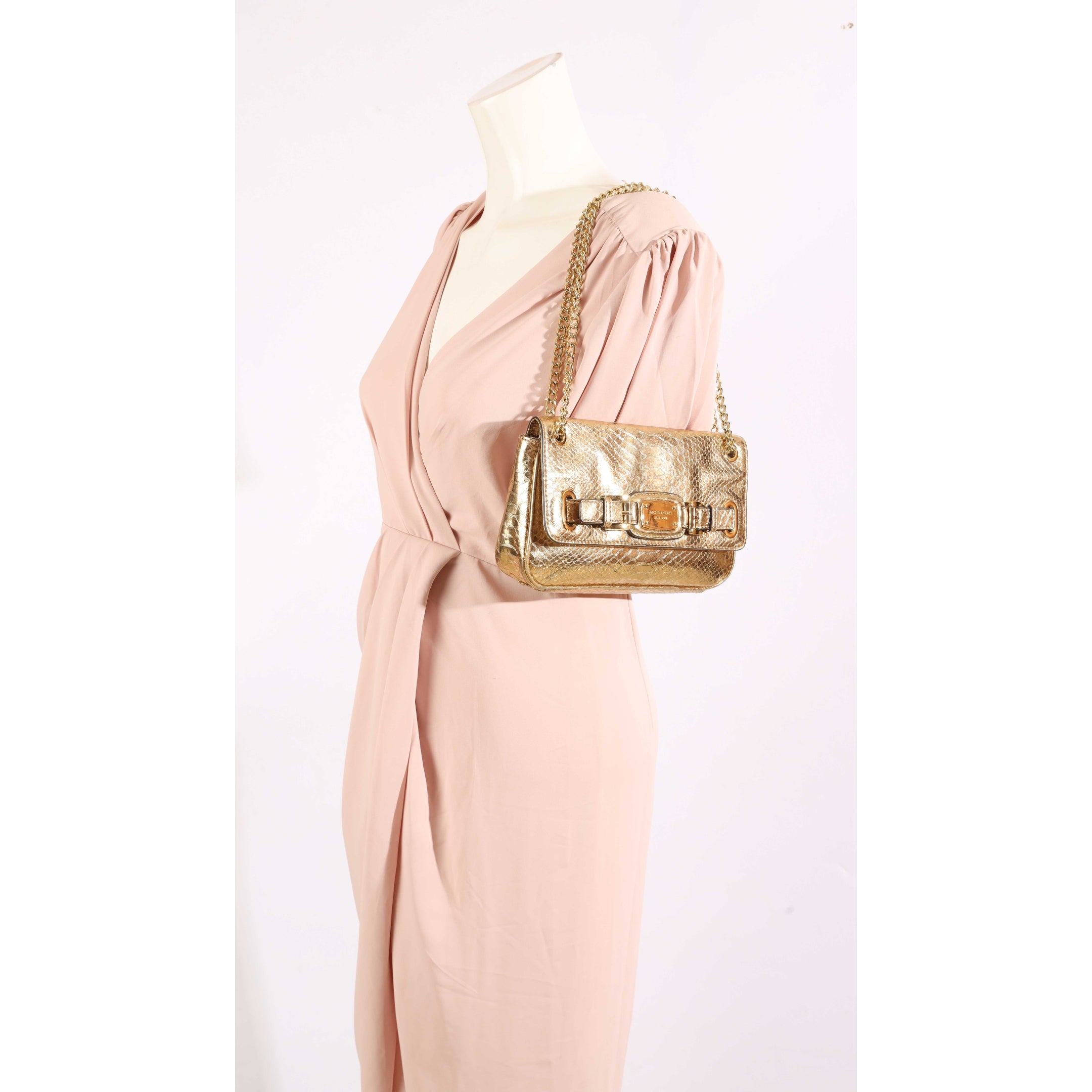 Michael Kors Gold Metallic Python Shoulder Bag