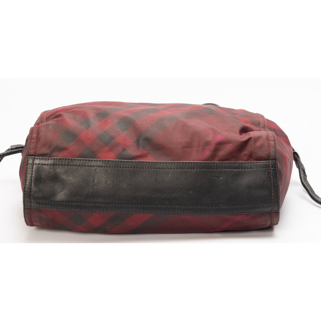 Burberry Burgundy Nova Check Nylon Tote