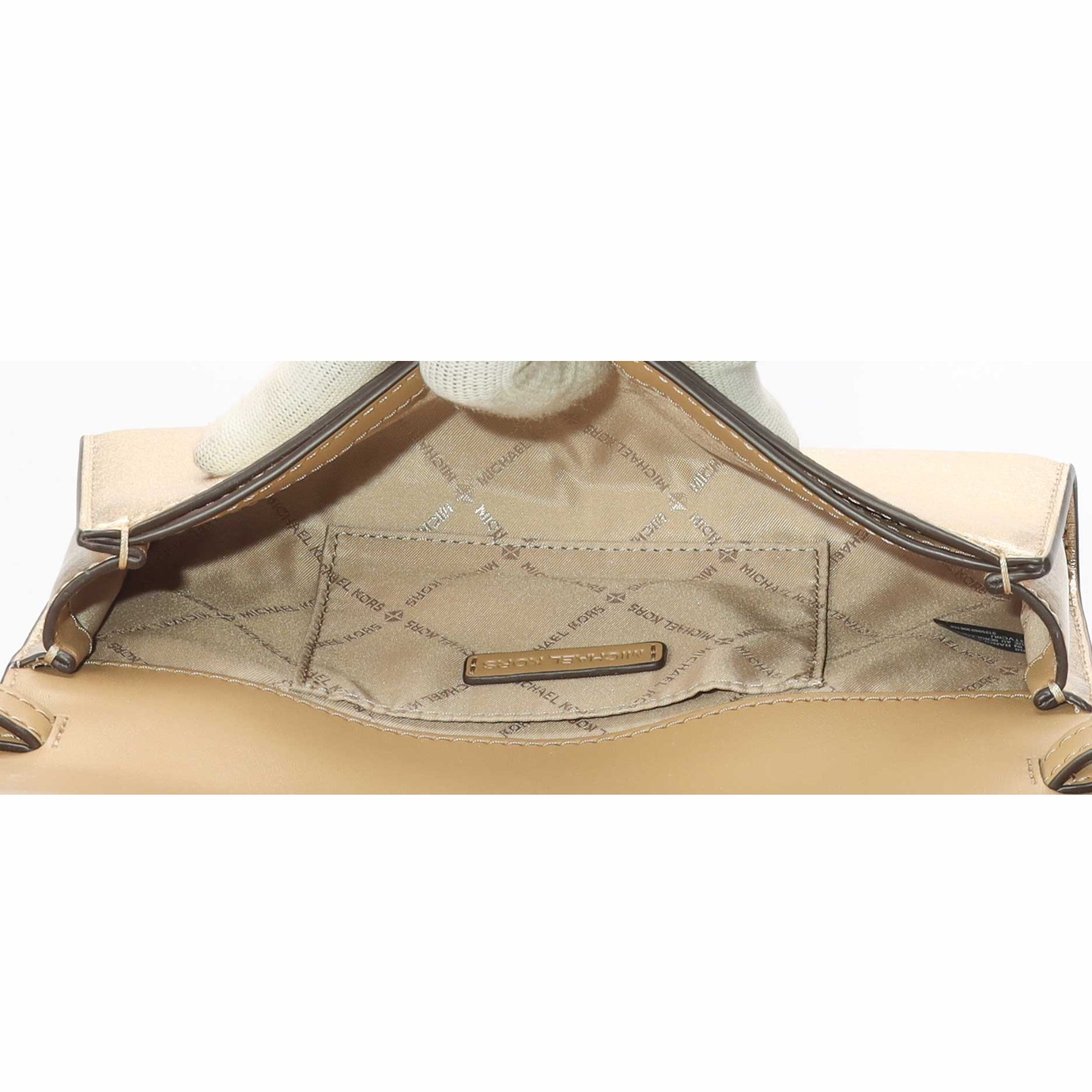 Michael Kors Jet Set Golden Metallic Clutch Crossbody Bag