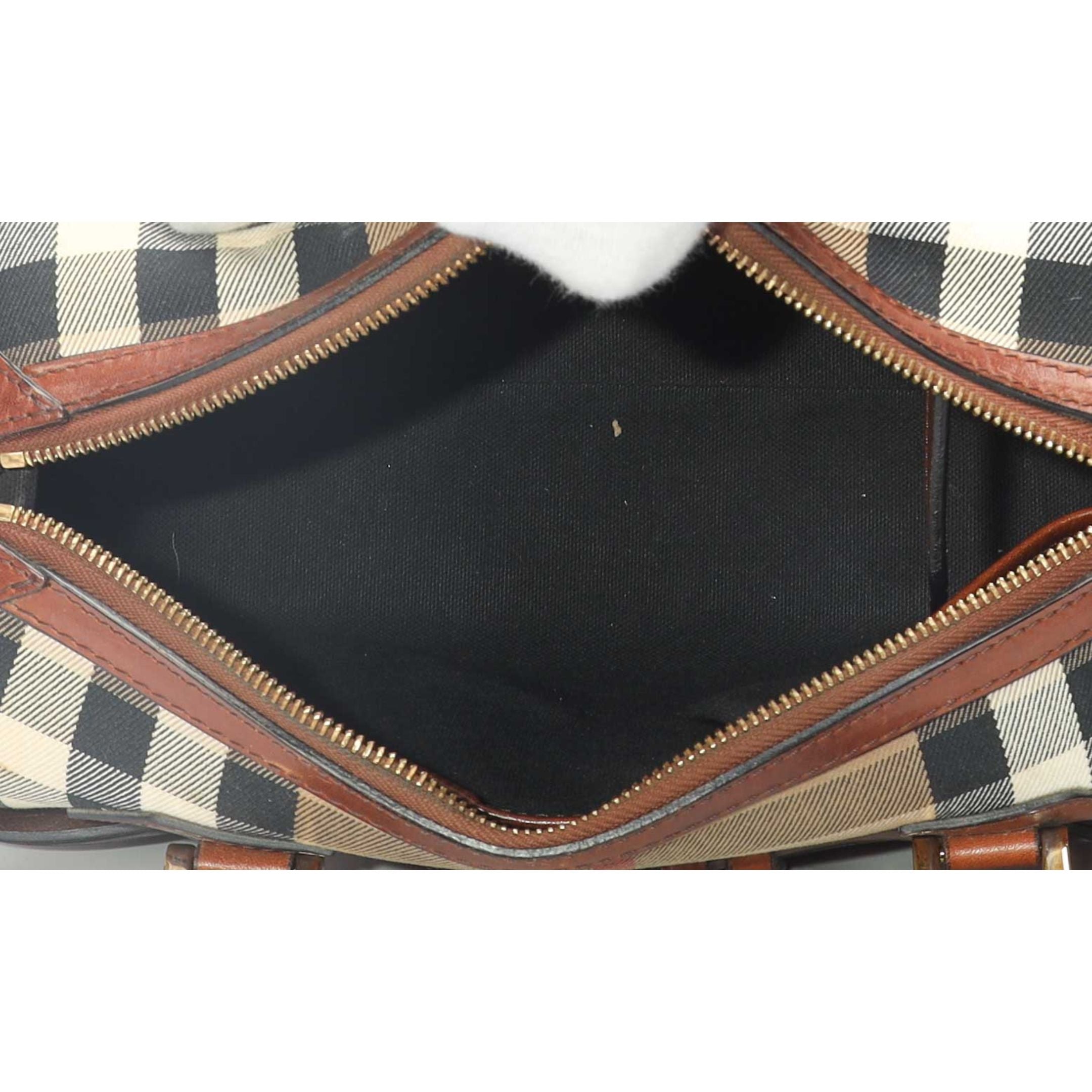 Burberry Brown House Check Bridle Bowling Bag