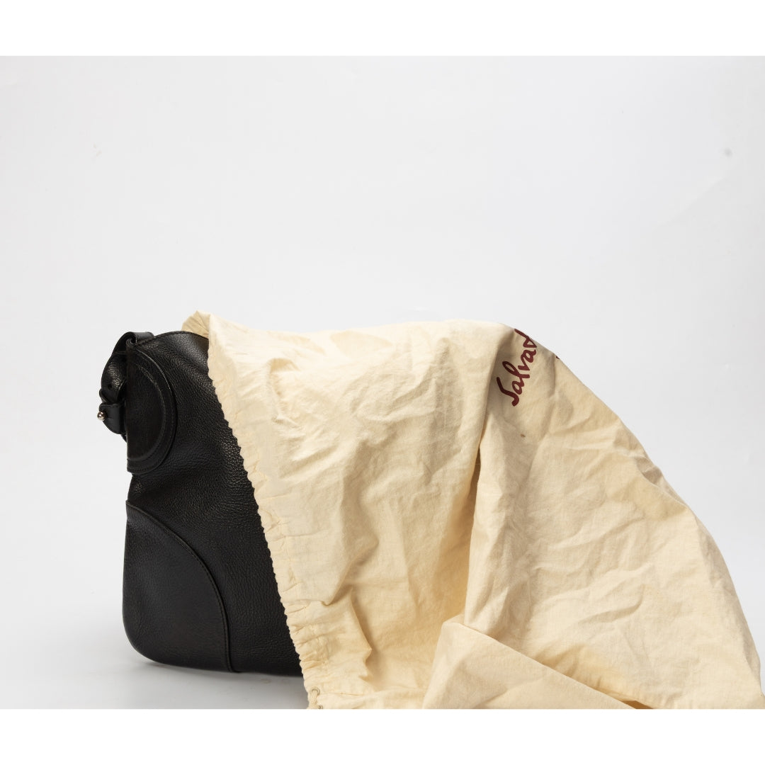 Salvatore Ferragamo Gancini Black Hobo Bag