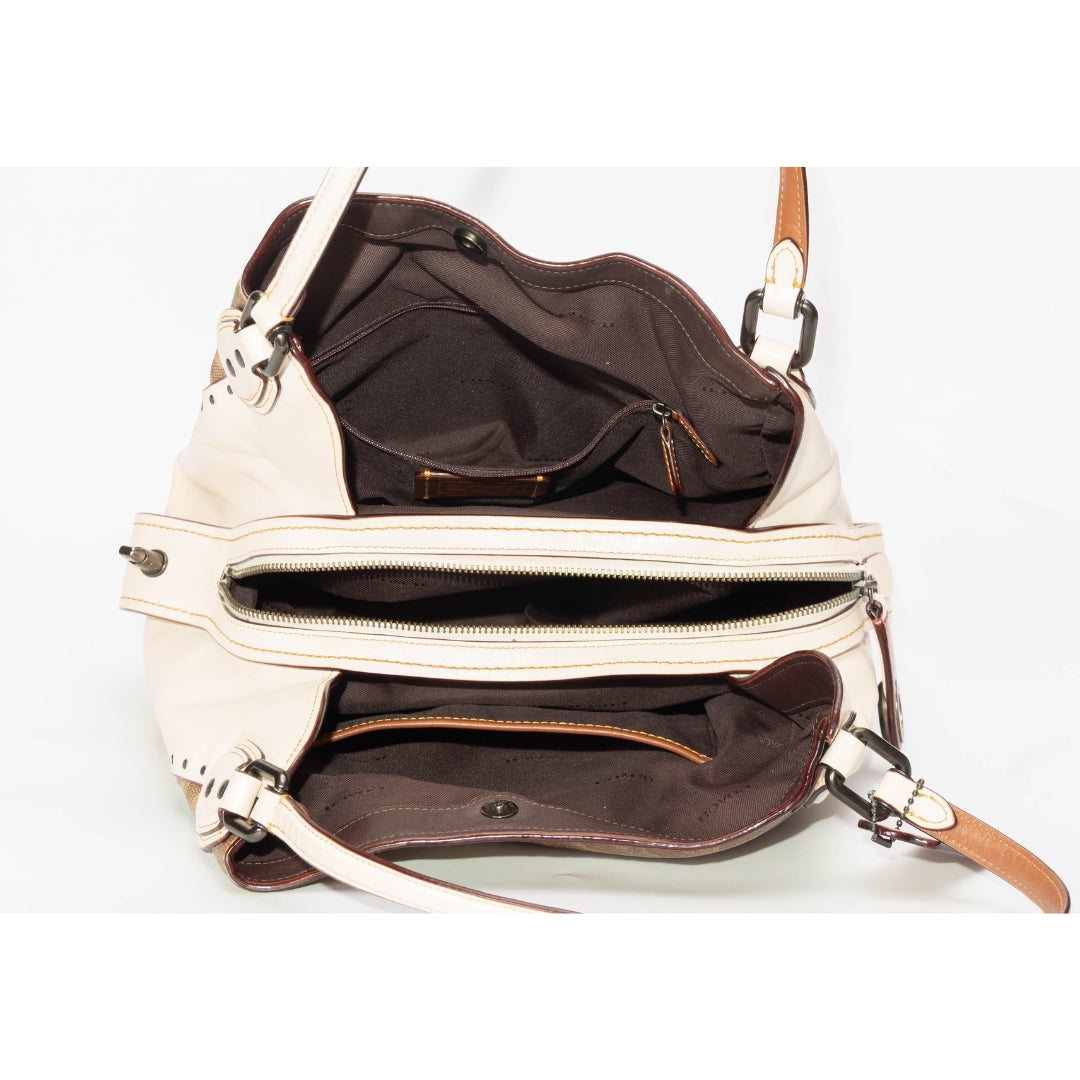 Coach Edie Signature Canvas Rivets Shoulder Bag 31