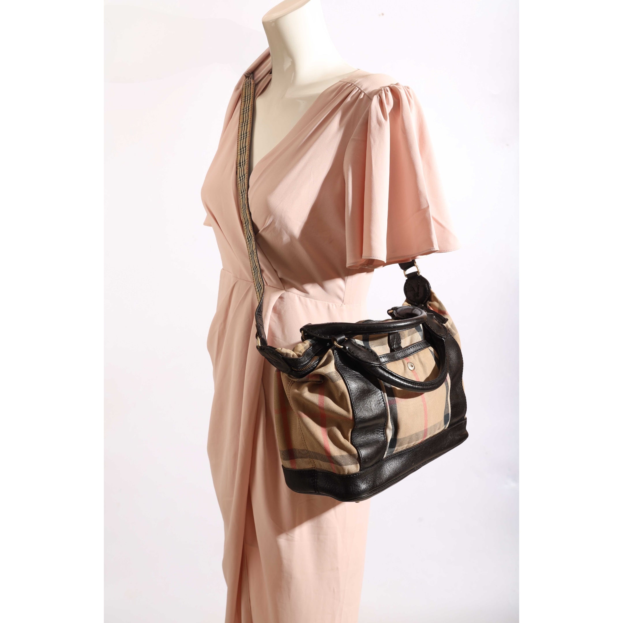 Burberry Nova Check Black/Beige Convertible Satchel