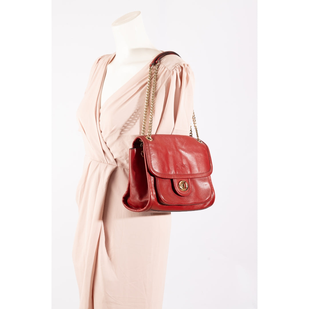 Coach Red Leather Pocket Shoulder Bag