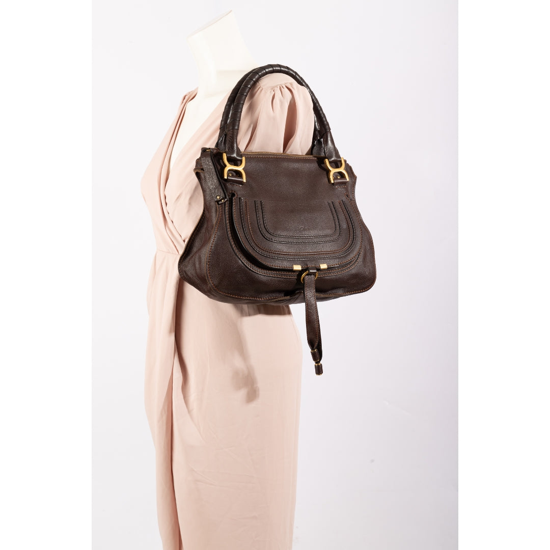 Chloe Burgundy Leather Medium Marcie Shoulder Bag