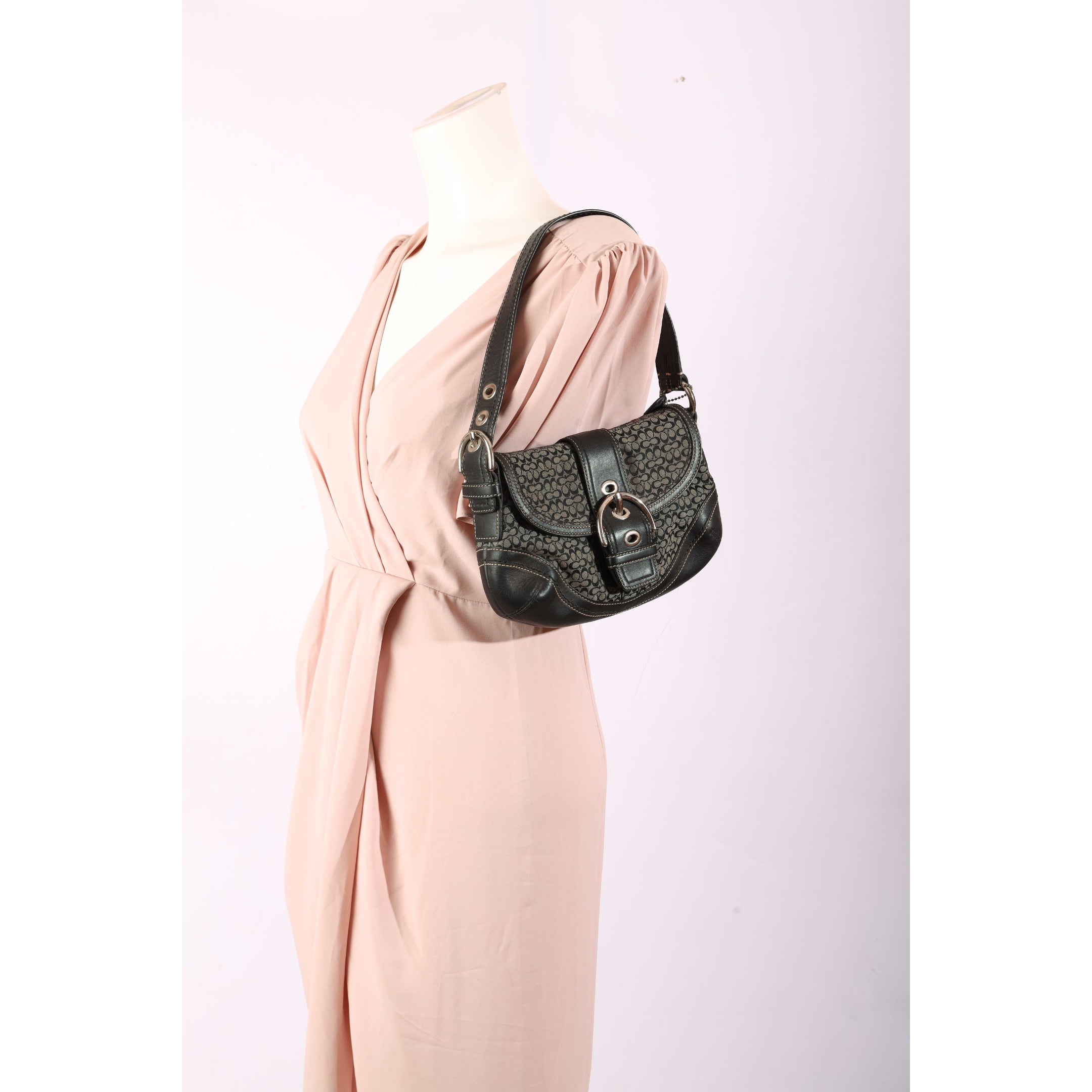 Coach Black Signature Soho Buckle Shoulder Bag