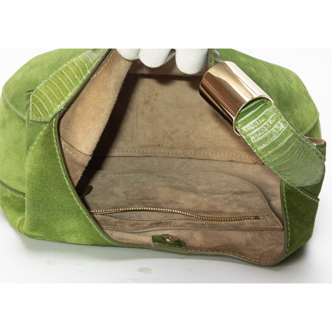 Jimmy Choo Green Suede Stevie Hobo Bag