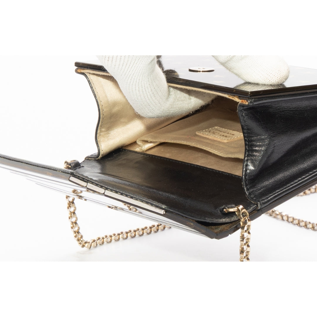 Jimmy Choo Black and Gold Mini Acrylic Crossbody bag