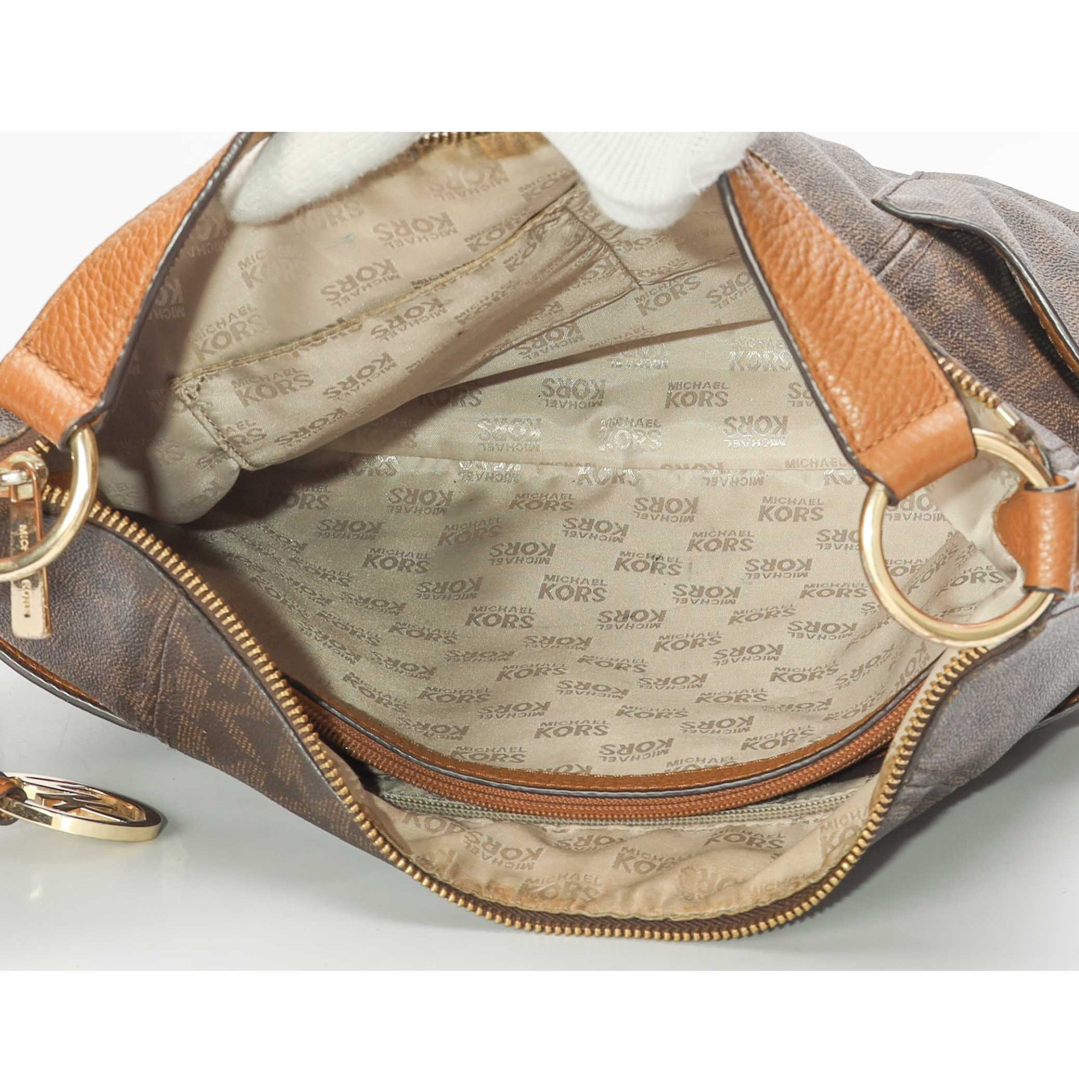 Michael Kors Brown Logo Convertible Hobo Bag