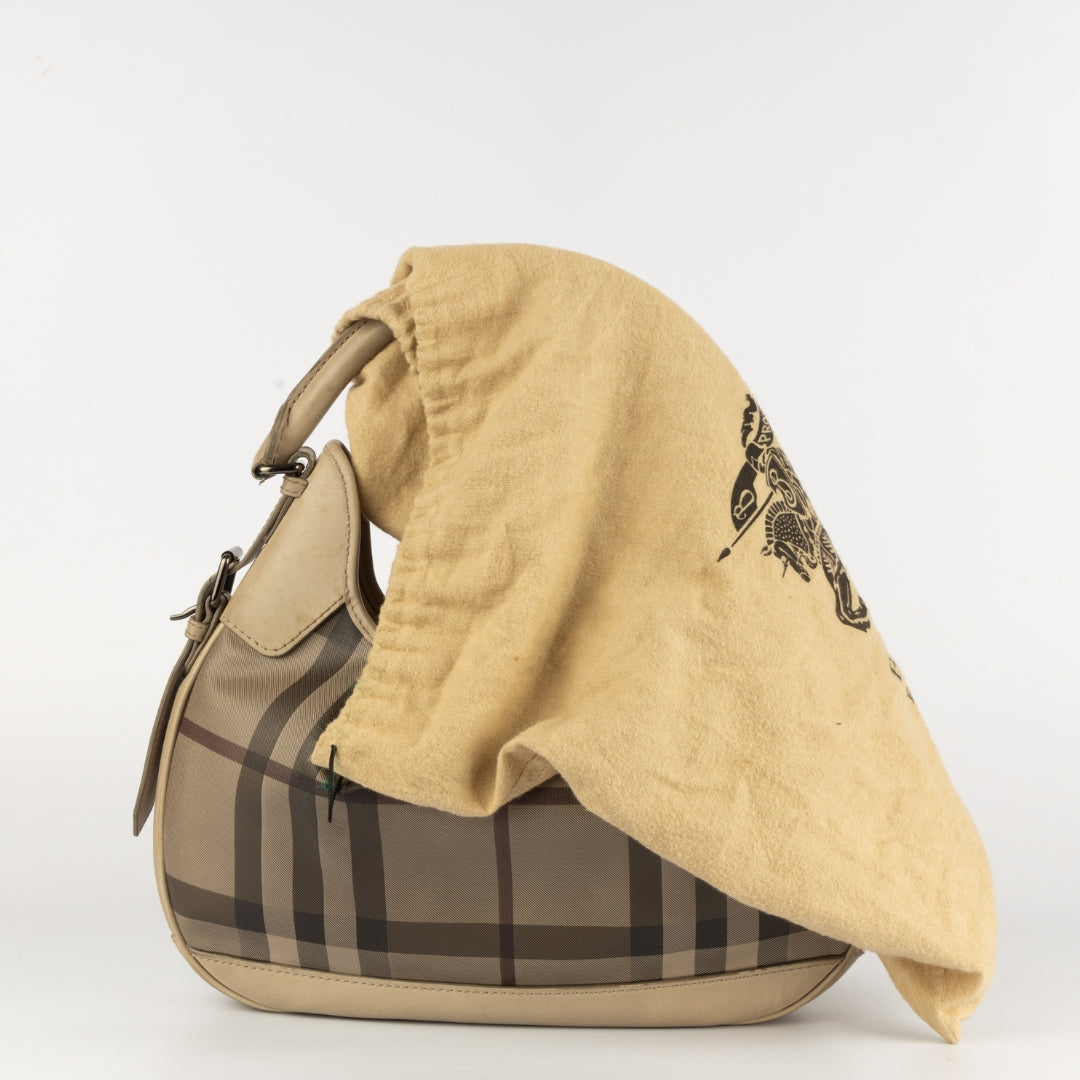 Burberry Plaid Coated Canvas Shoulder Bag