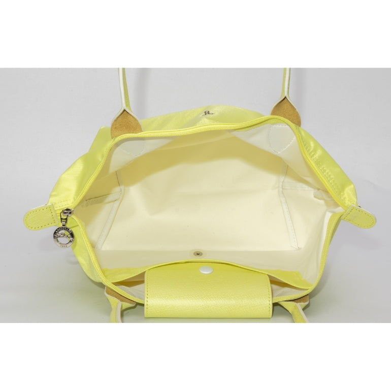 Longchamp Le Pliage Club Small Nylon Short Handle Tote Prune Lemon