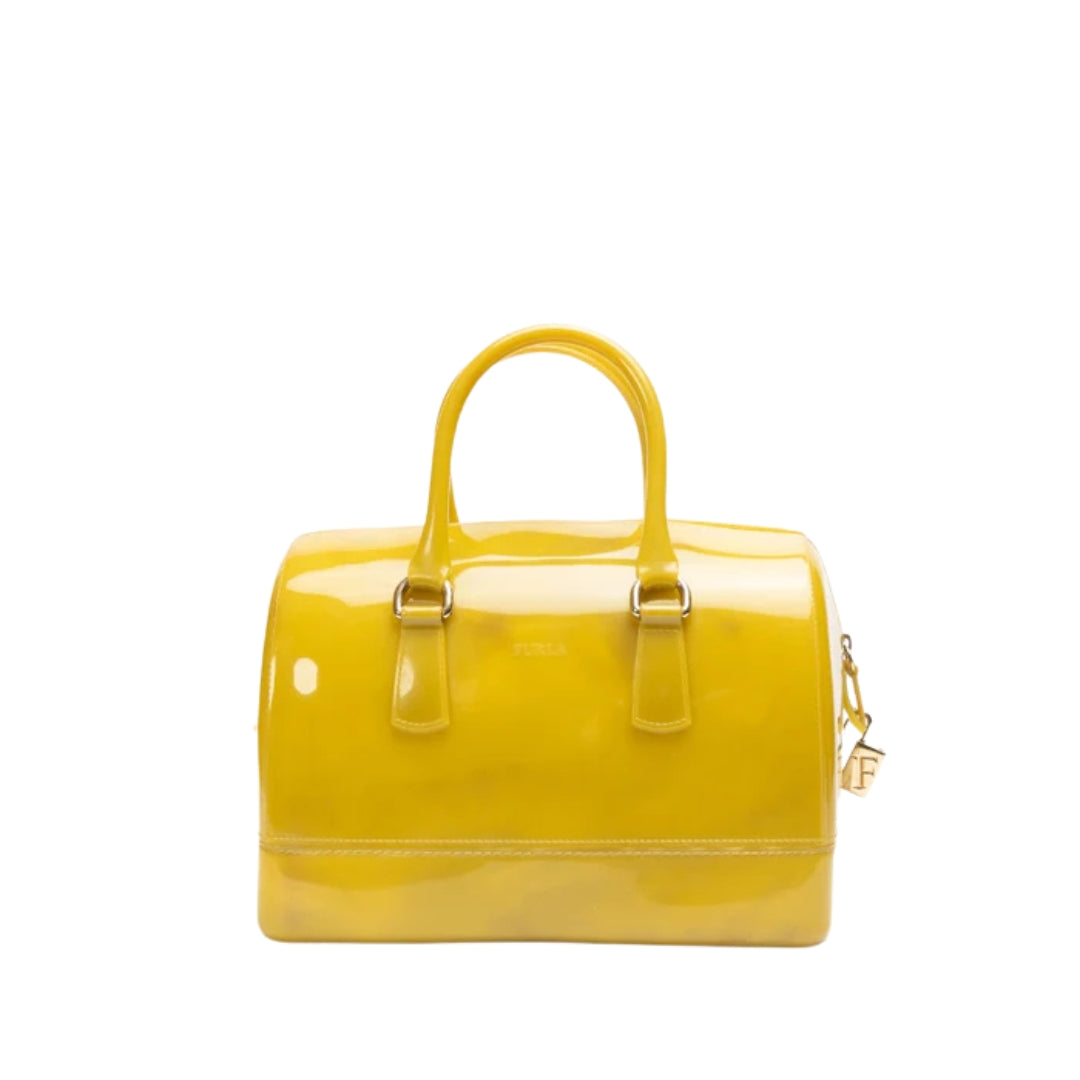 Furla Yellow Glossy Rubber Candy Satchel