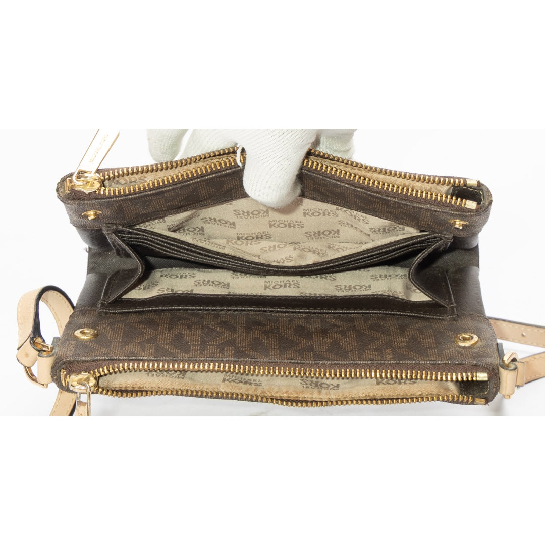 Michael Kors Brown Monogram Fulton Crossbody Bag