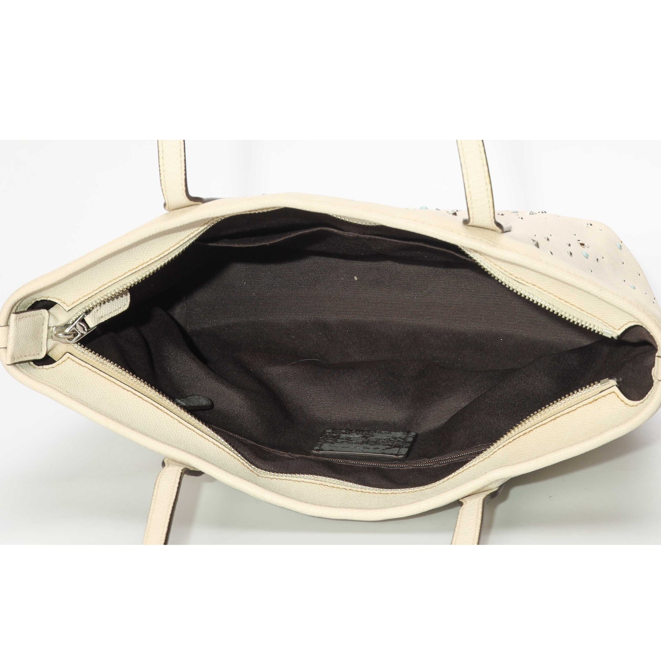 Coach Ivory Stardust Studs City Zip Tote