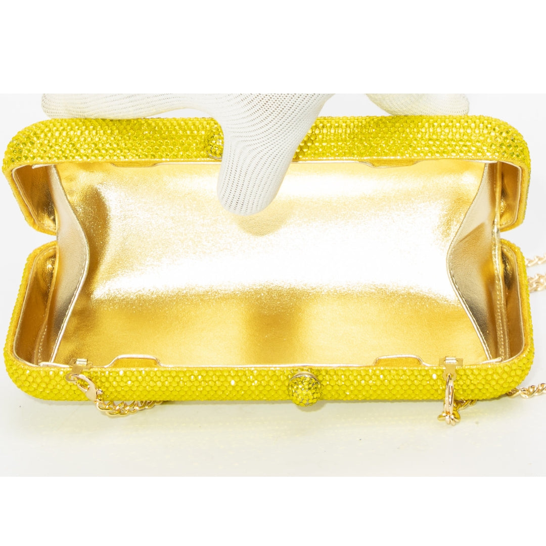 Swarovski Yellow B Crystal Clutch on Chain