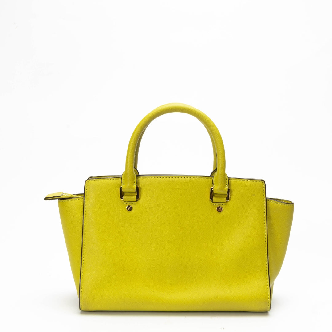 Michael Kors Lime Green Saffiano Selma Satchel
