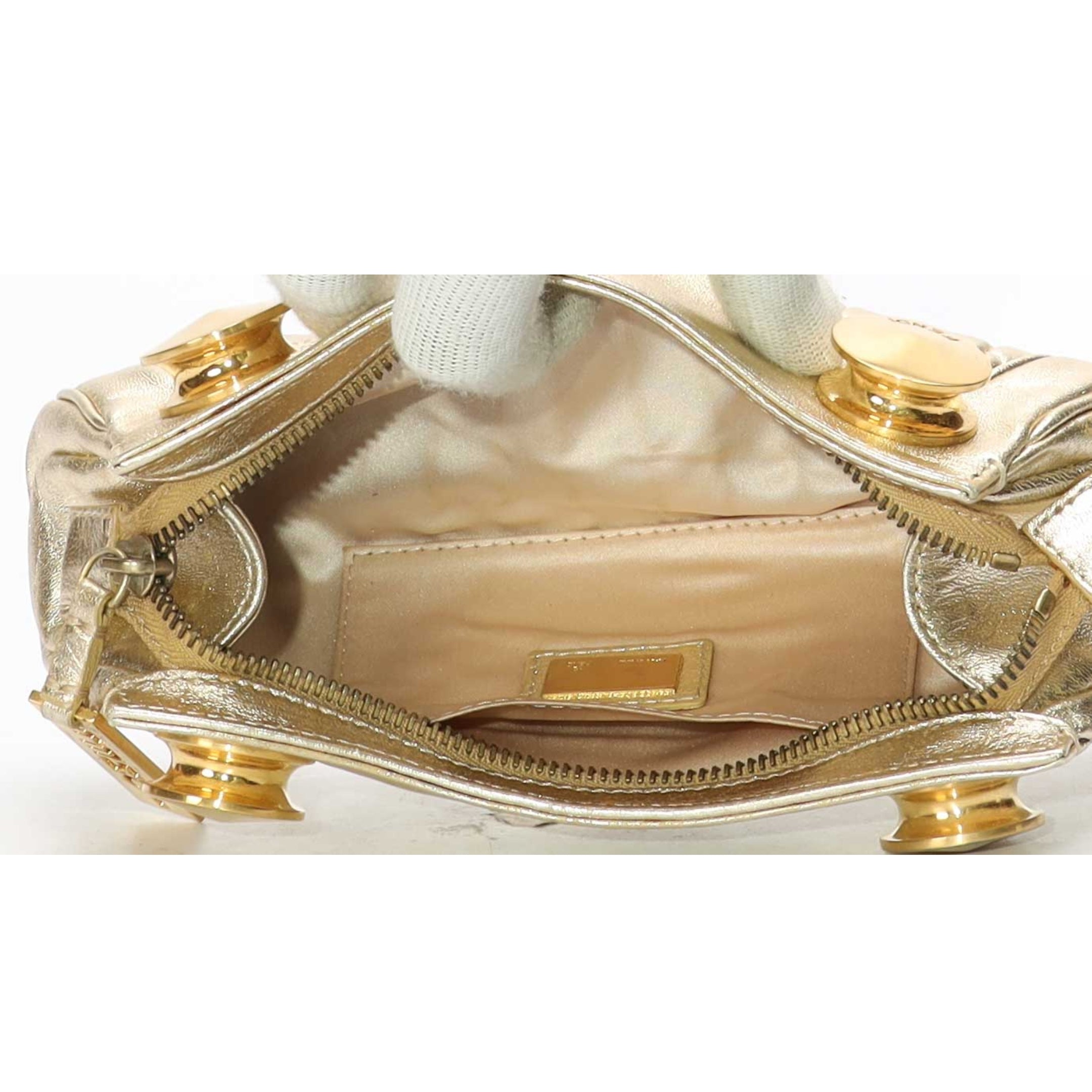 Fendi Gold Metallic Zipper Clutch