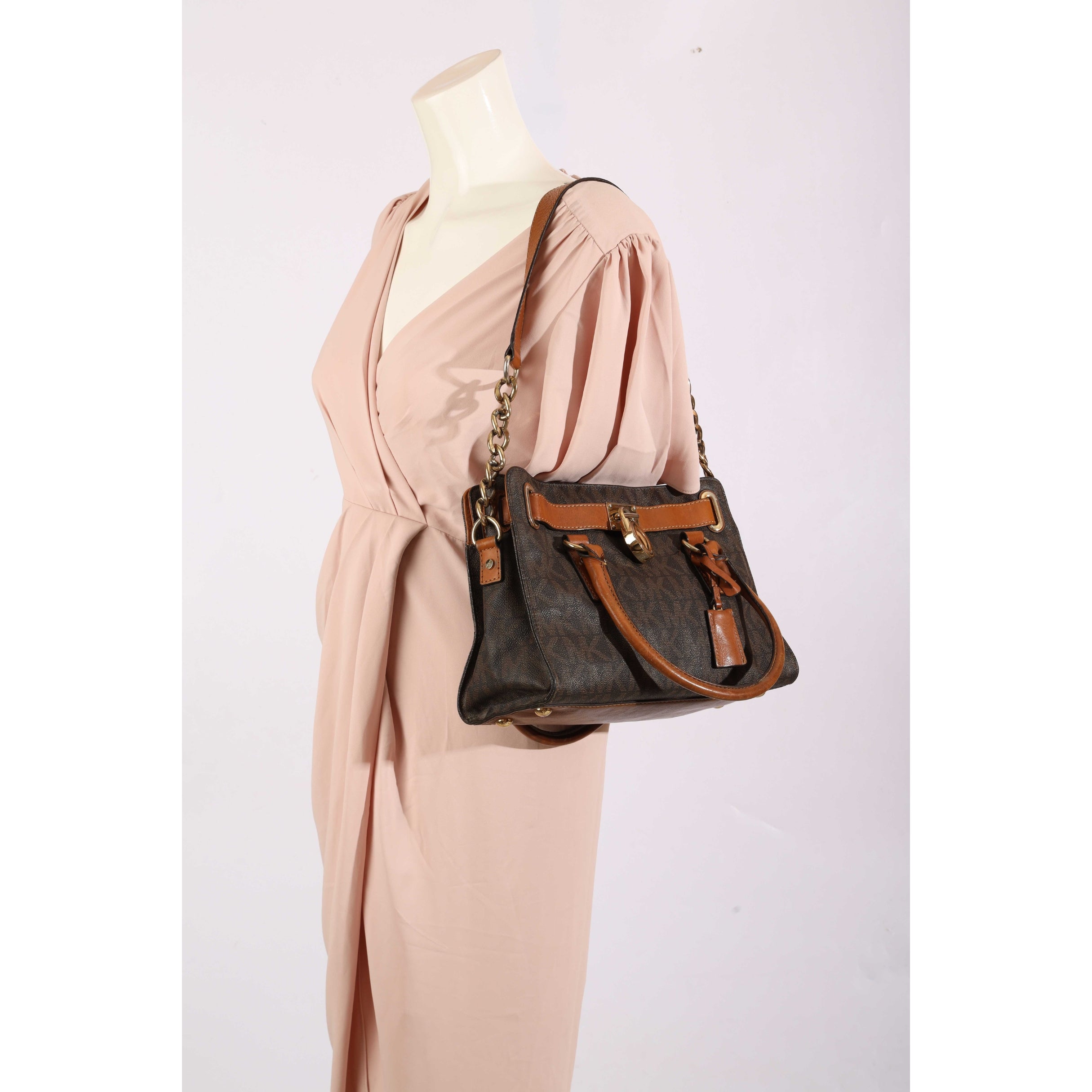 Michael Kors Hamilton Brown Logo Satchel