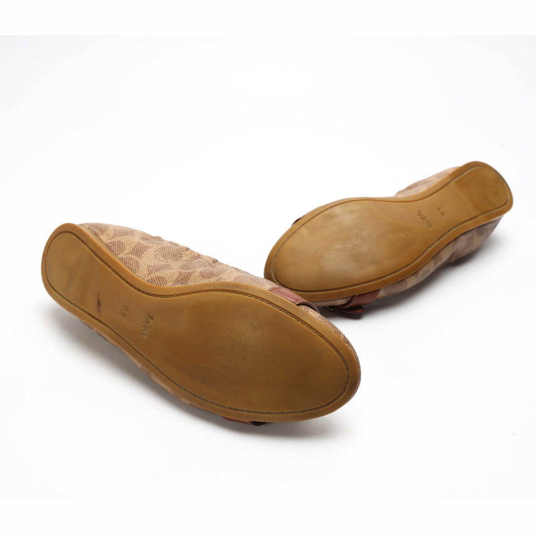 Coach Brown Printed Buckle Ballerinas