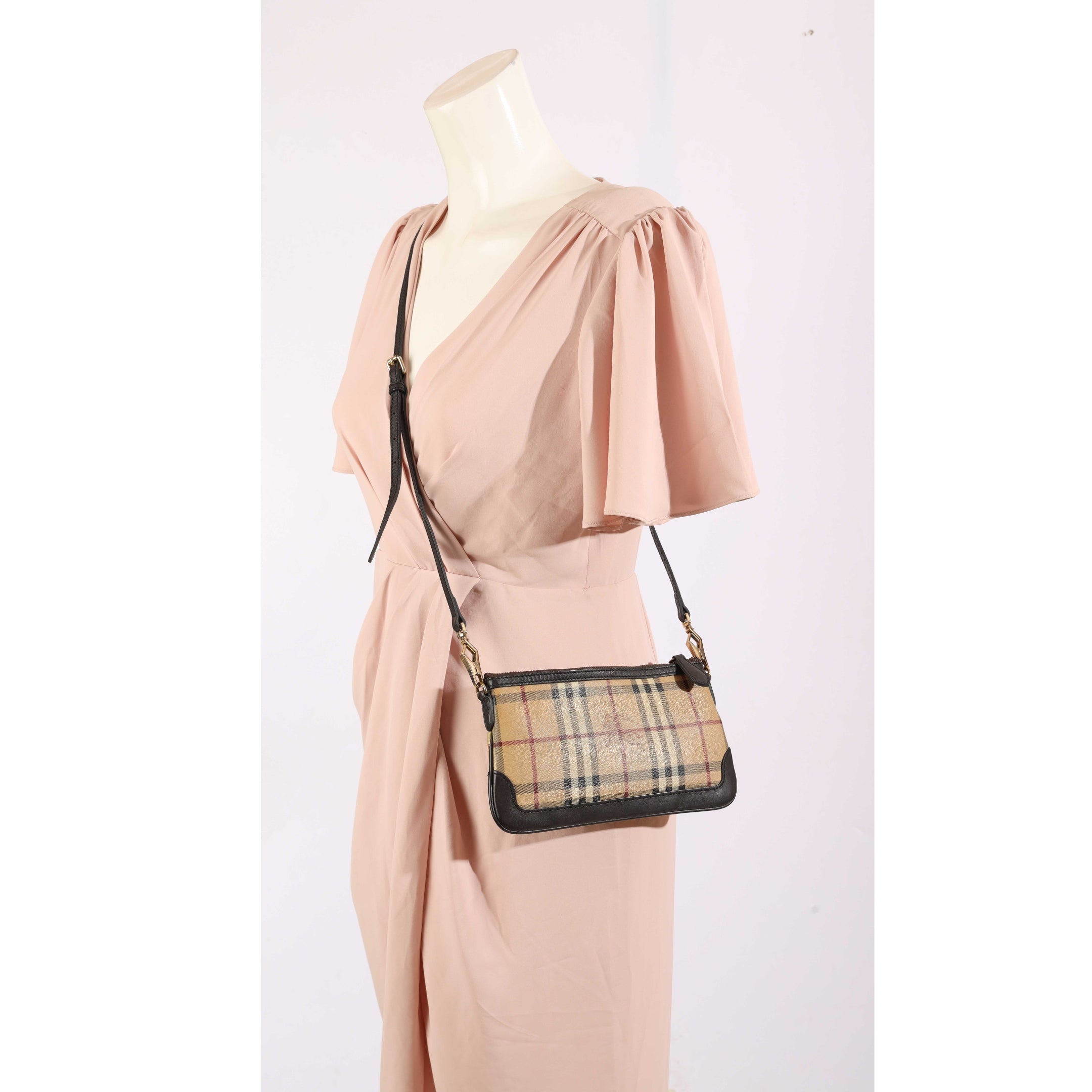 Burberry Haymarket Check Canvas Peyton Crossbody Bag