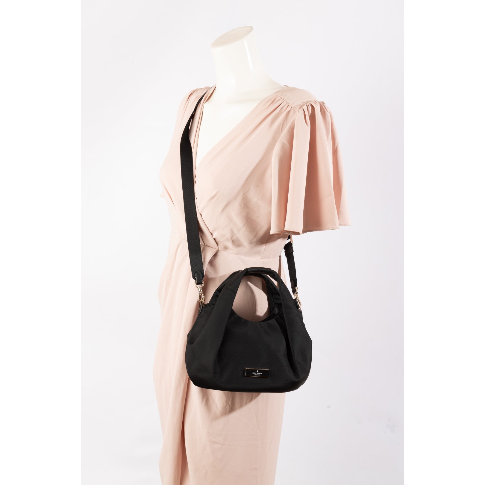 Kate Spade Carter Nylon Pleated Black Crossbody Bag