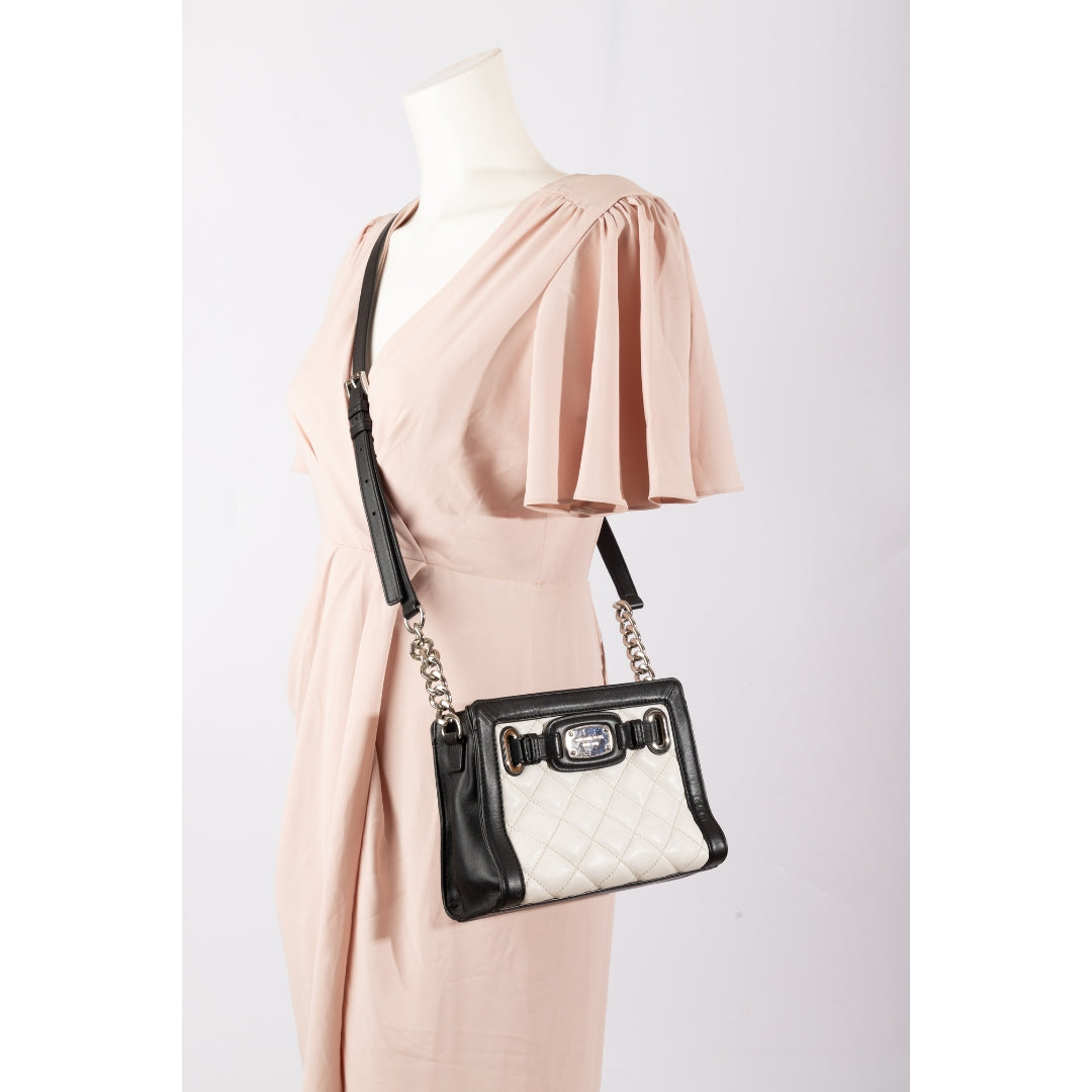 Michael Kors White/Black Quilted Leather Hamilton Crossbody Bag