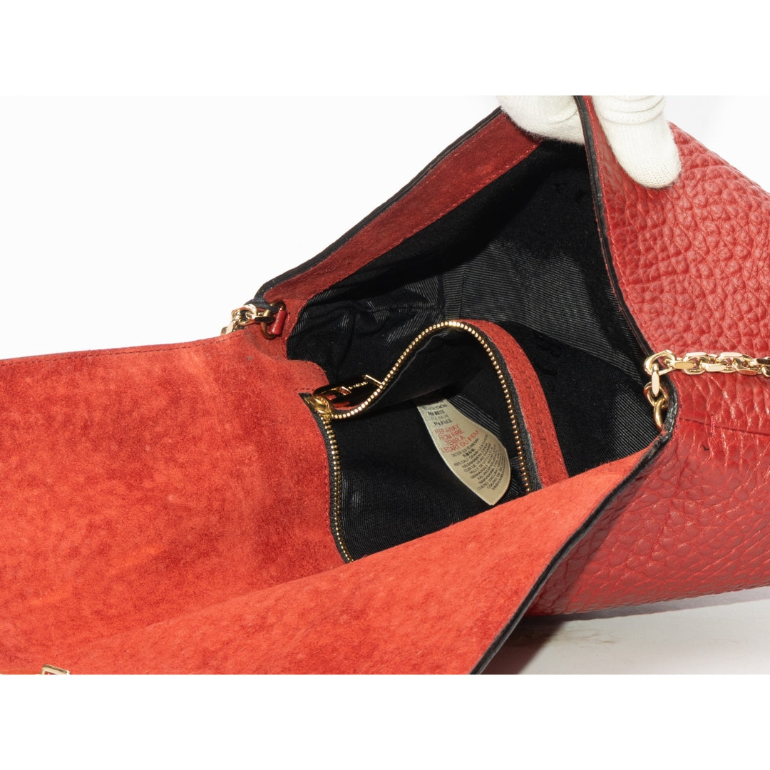 Burberry Red Grained Leather Mildenhall Shoulder Bag