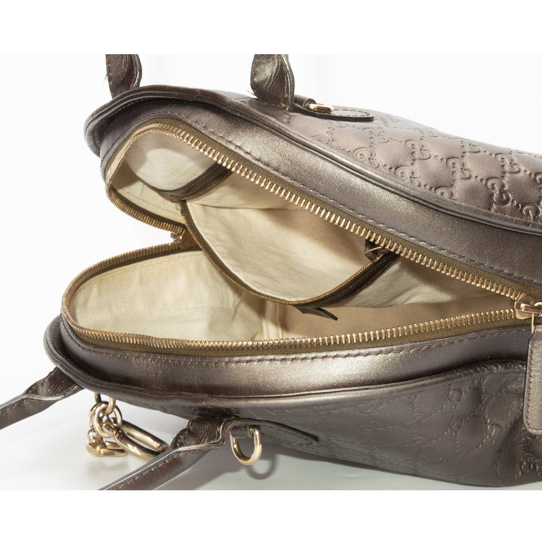 Gucci Bronze Guccissima Heart Charm Dome Satchel