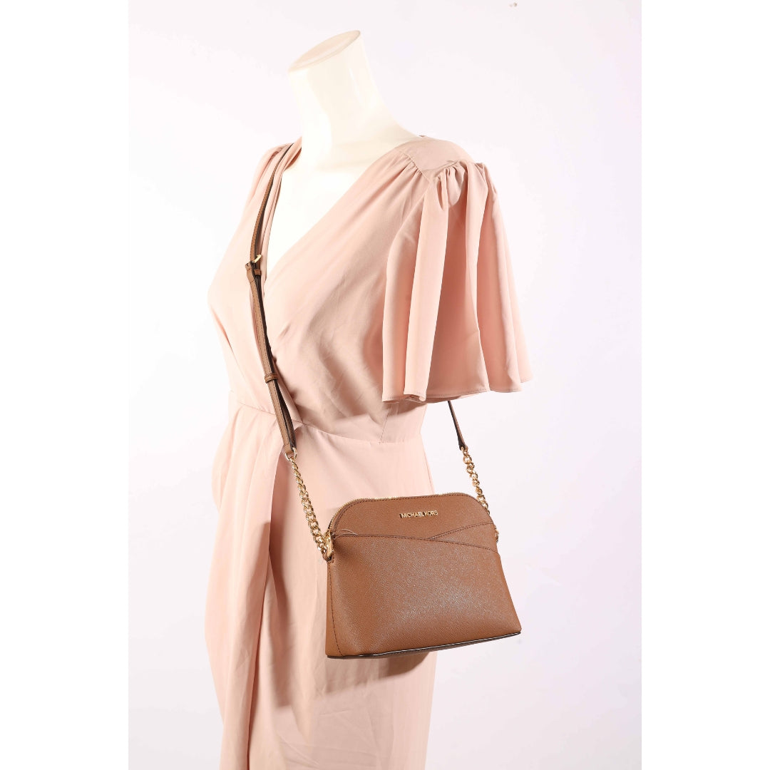 Michael Kors Jet Set Travel Brown Dome Crossbody Bag