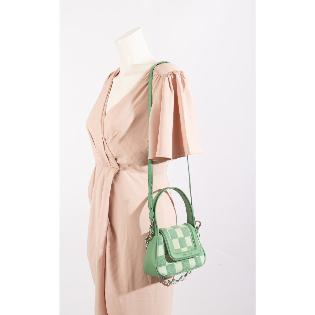 Charles & Keith Shiloh Checkerboard Top Handle Bag