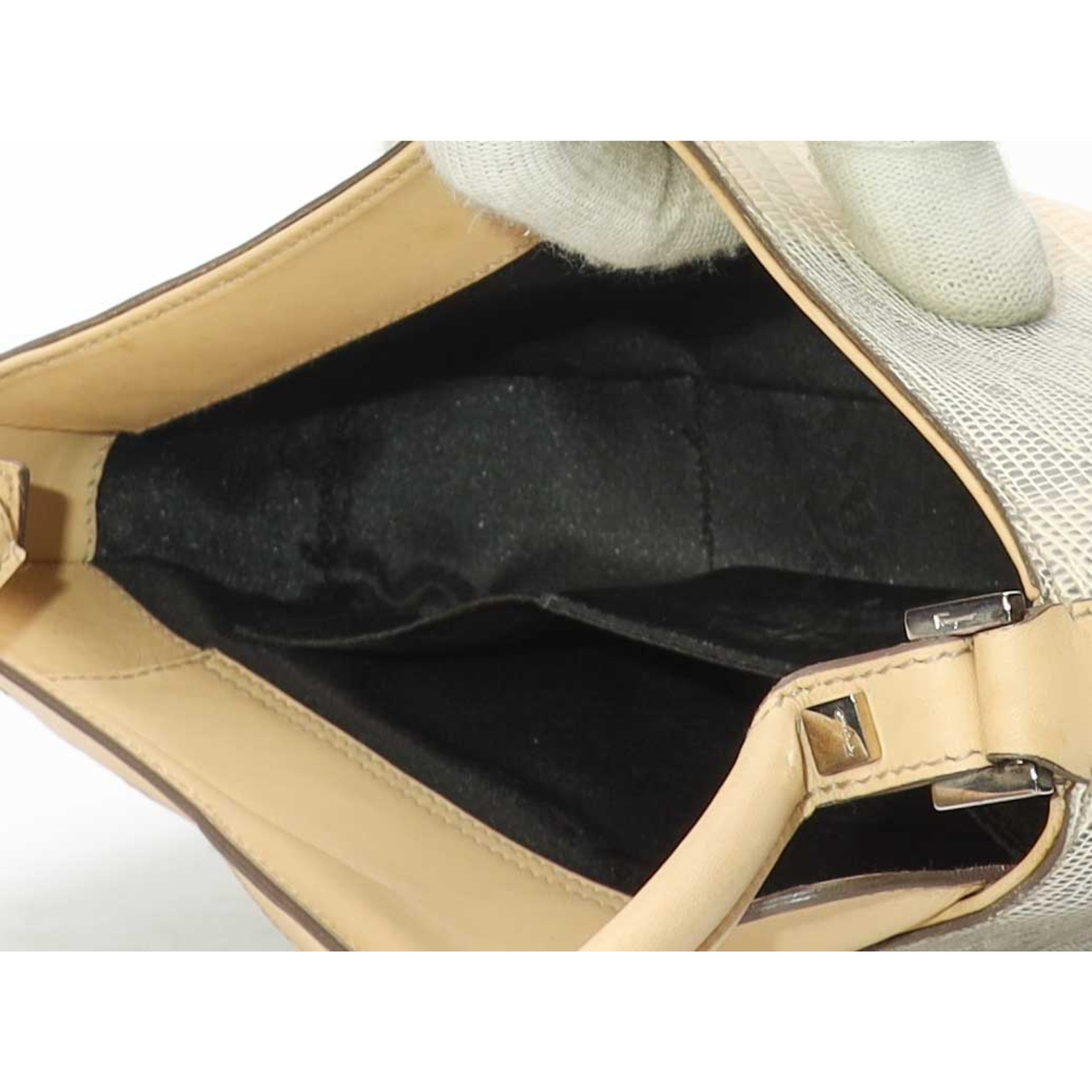 Salvatore Ferragamo Lizard Mini Beige Shoulder Bag