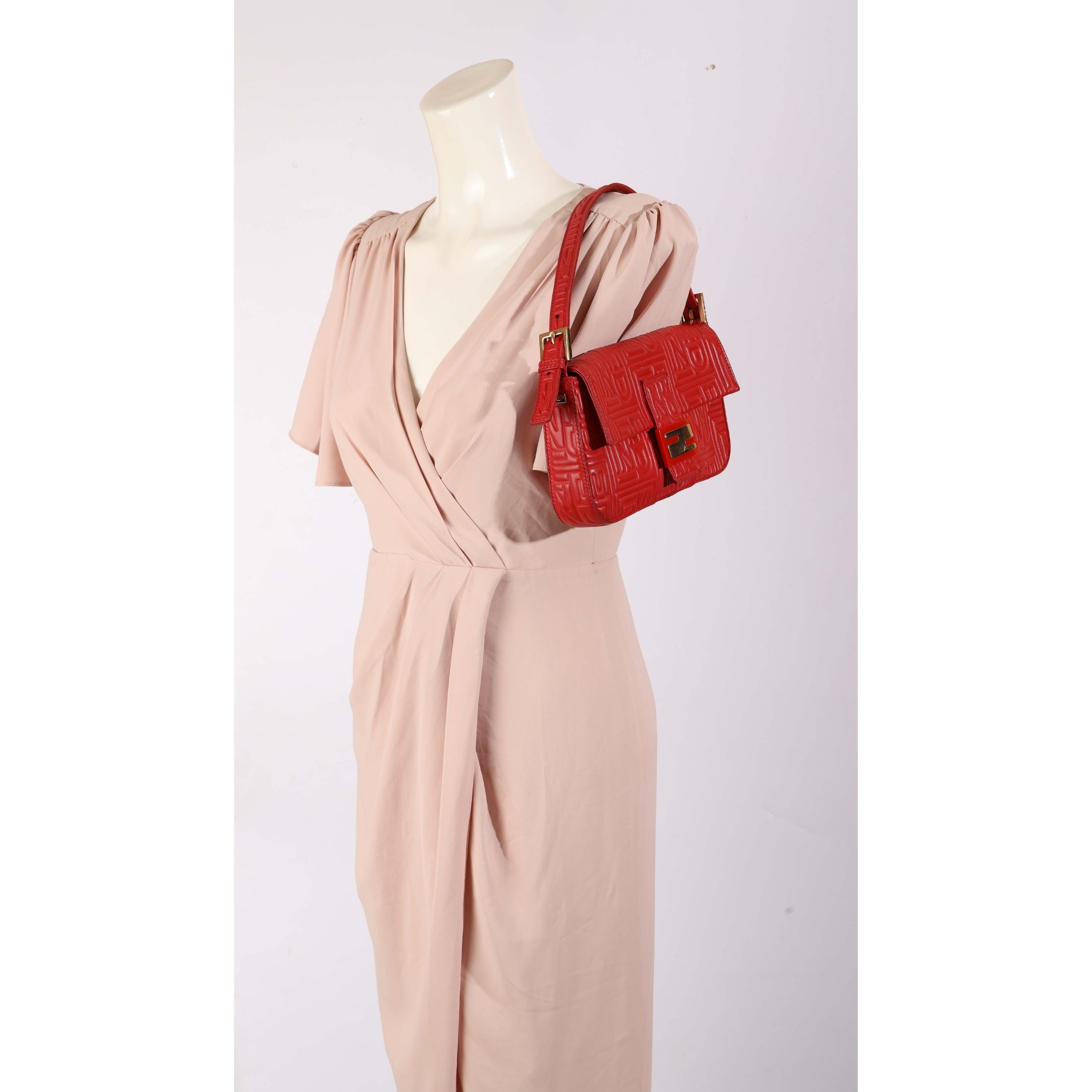 Fendi Red FF Baguette Crossbody Bag