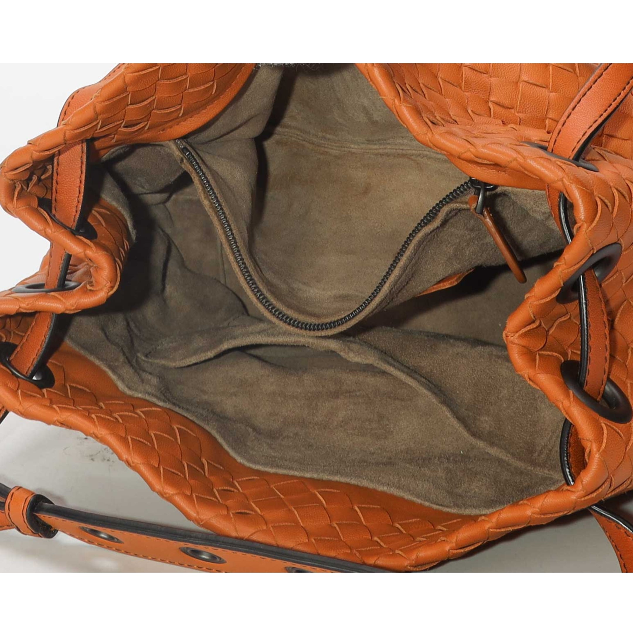 Bottega Veneta Orange Intrecciato Woven Bella Tote