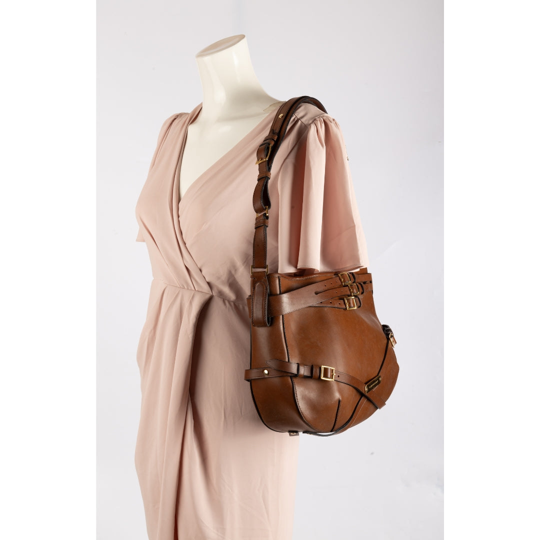 Burberry Brown Leather Small Bridle Dutton Hobo Bag