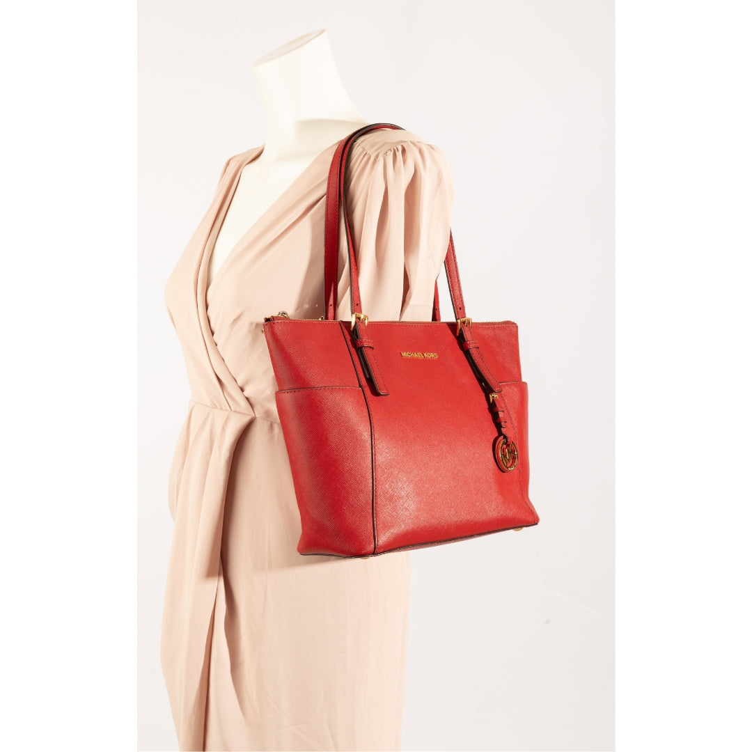 Michael Kors Red Saffiano Leather Shoulder Bag