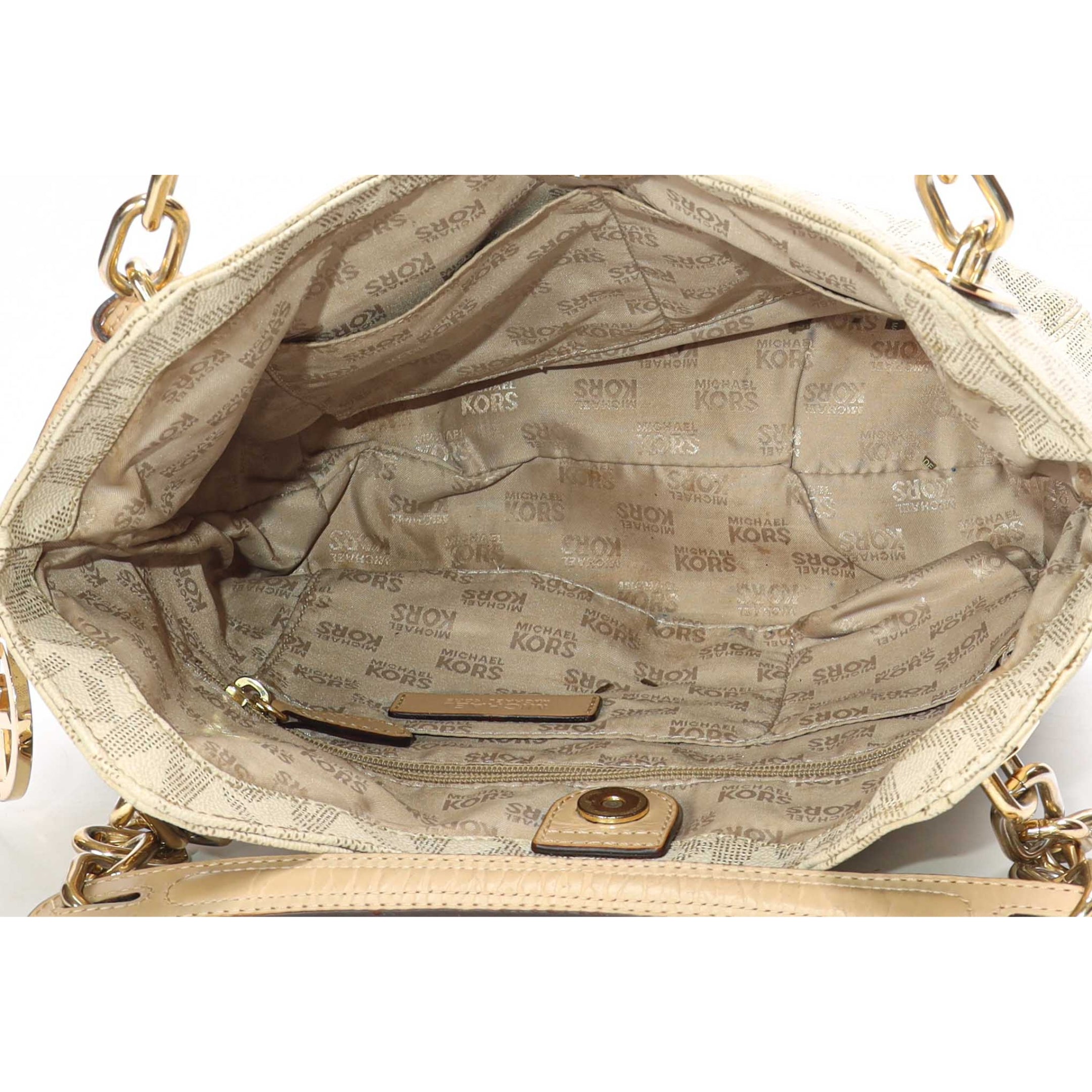 Michael Kors Vanilla Logo Lillie Chain Hobo Bag