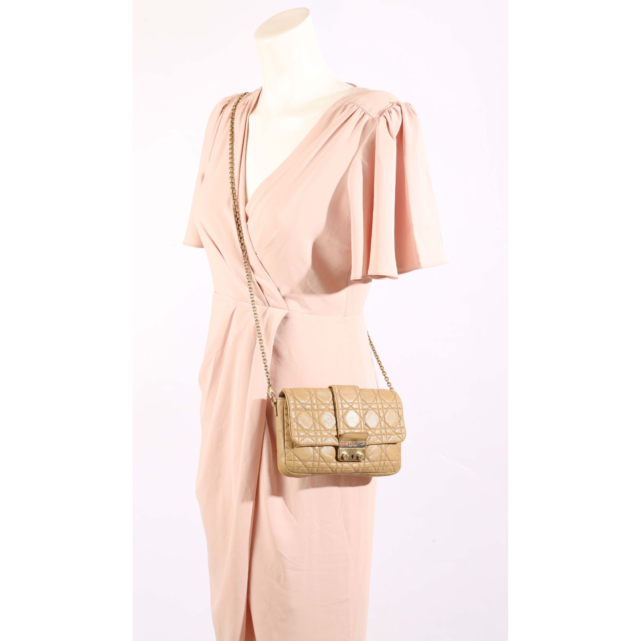 Dior Beige Cannage Miss Dior Promenade Chain Clutch