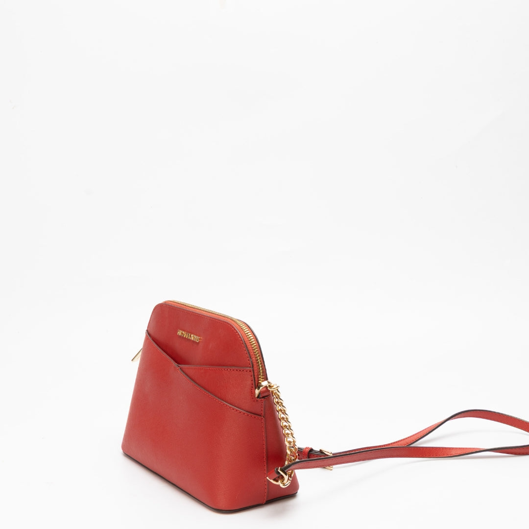 Michael Kors Red Jet Set Travel Medium Dome Crossbody Bag