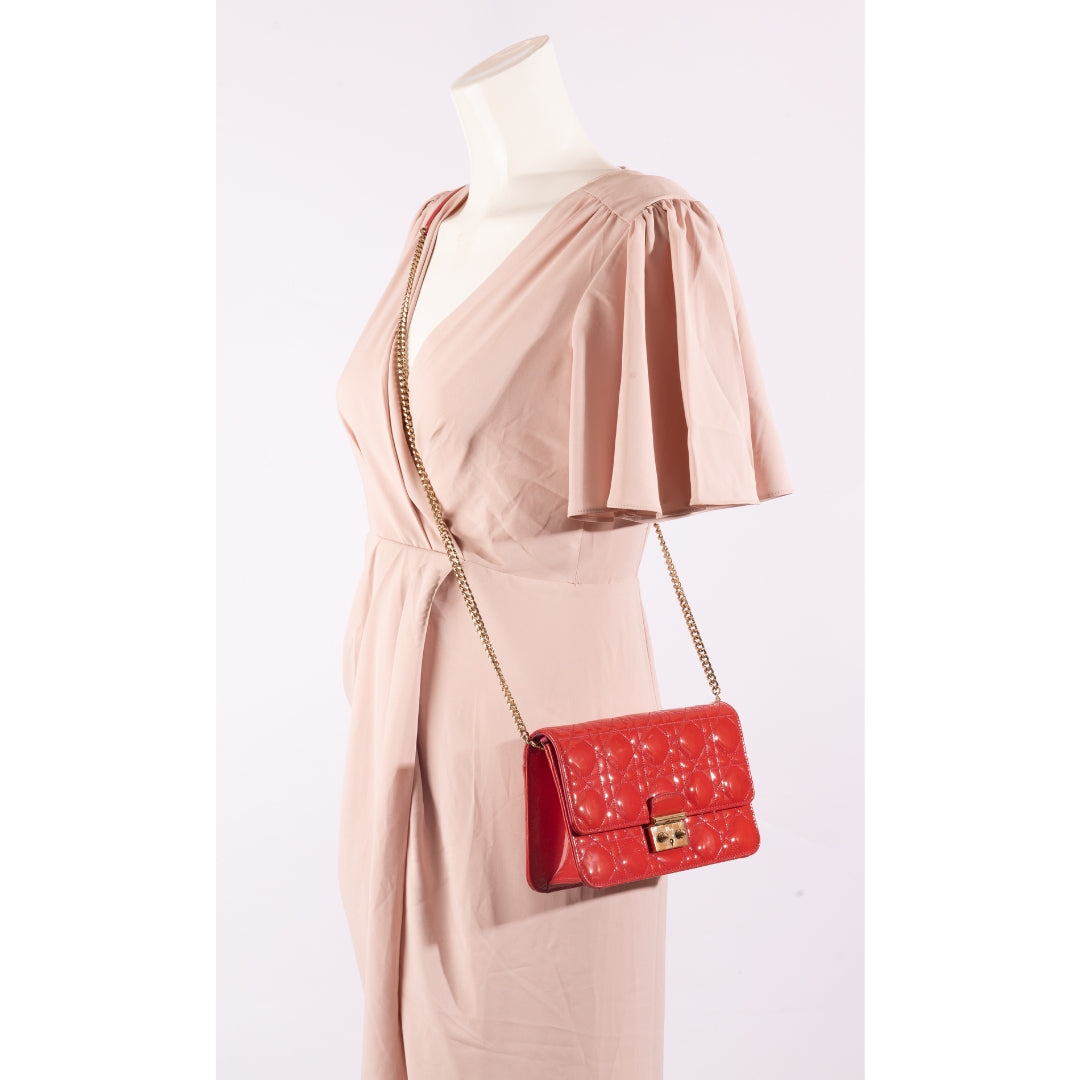 Miss Dior Promenade Cannage Quilt Patent Crossbody Bag