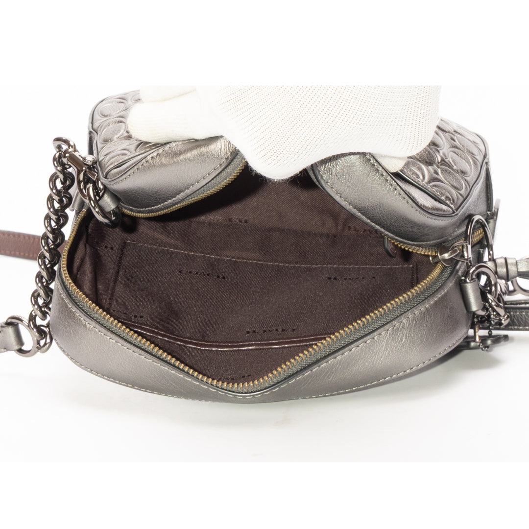 Coach Gunmetal Grey Medium Logo Chain Handle Cross Body Bag