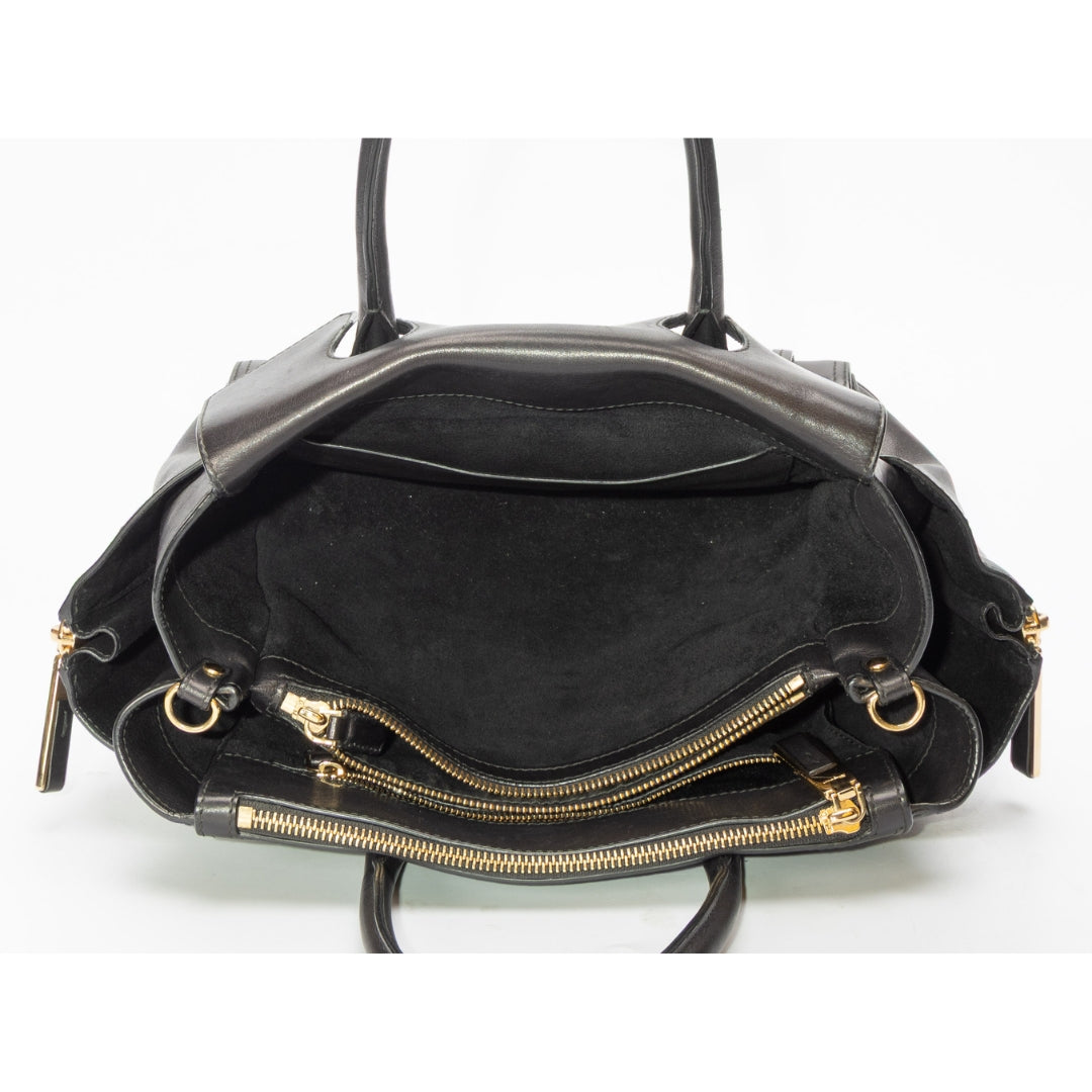 Salvatore Ferragamo Black East-West Convertible Satchel