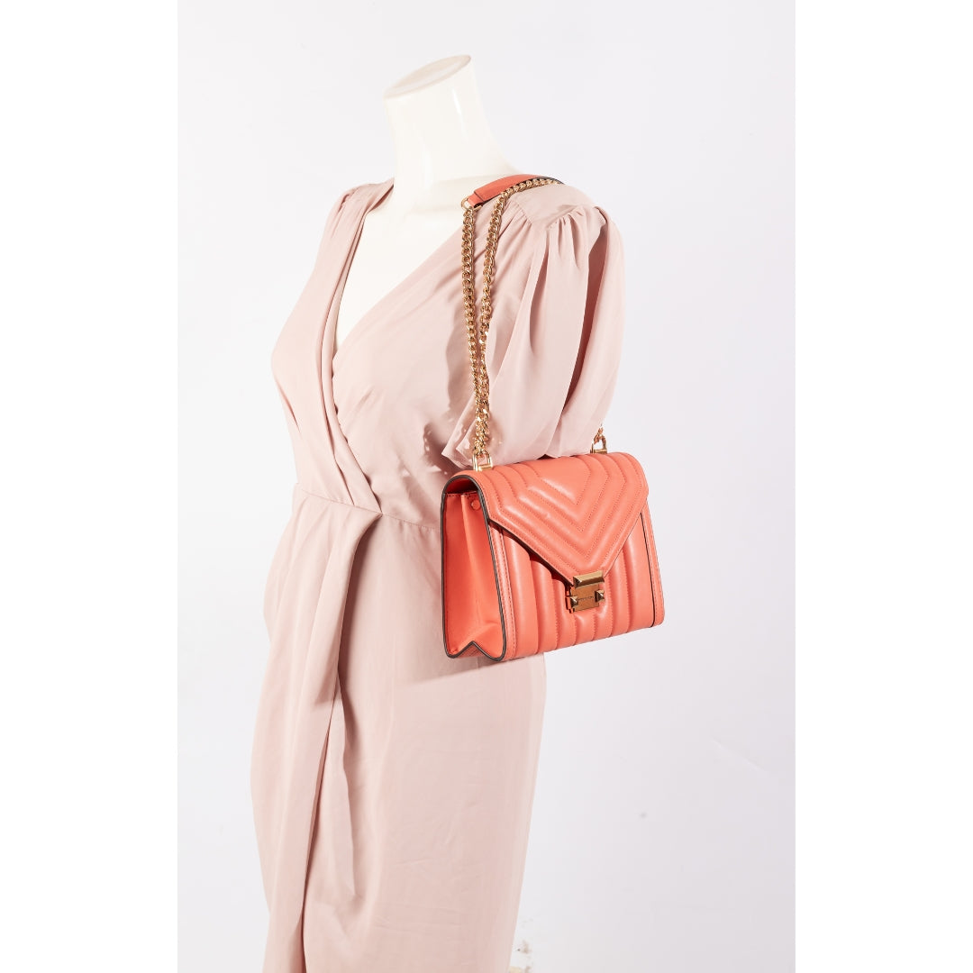 Michael Kors Whitney Orange Quilted Shoulder Bag
