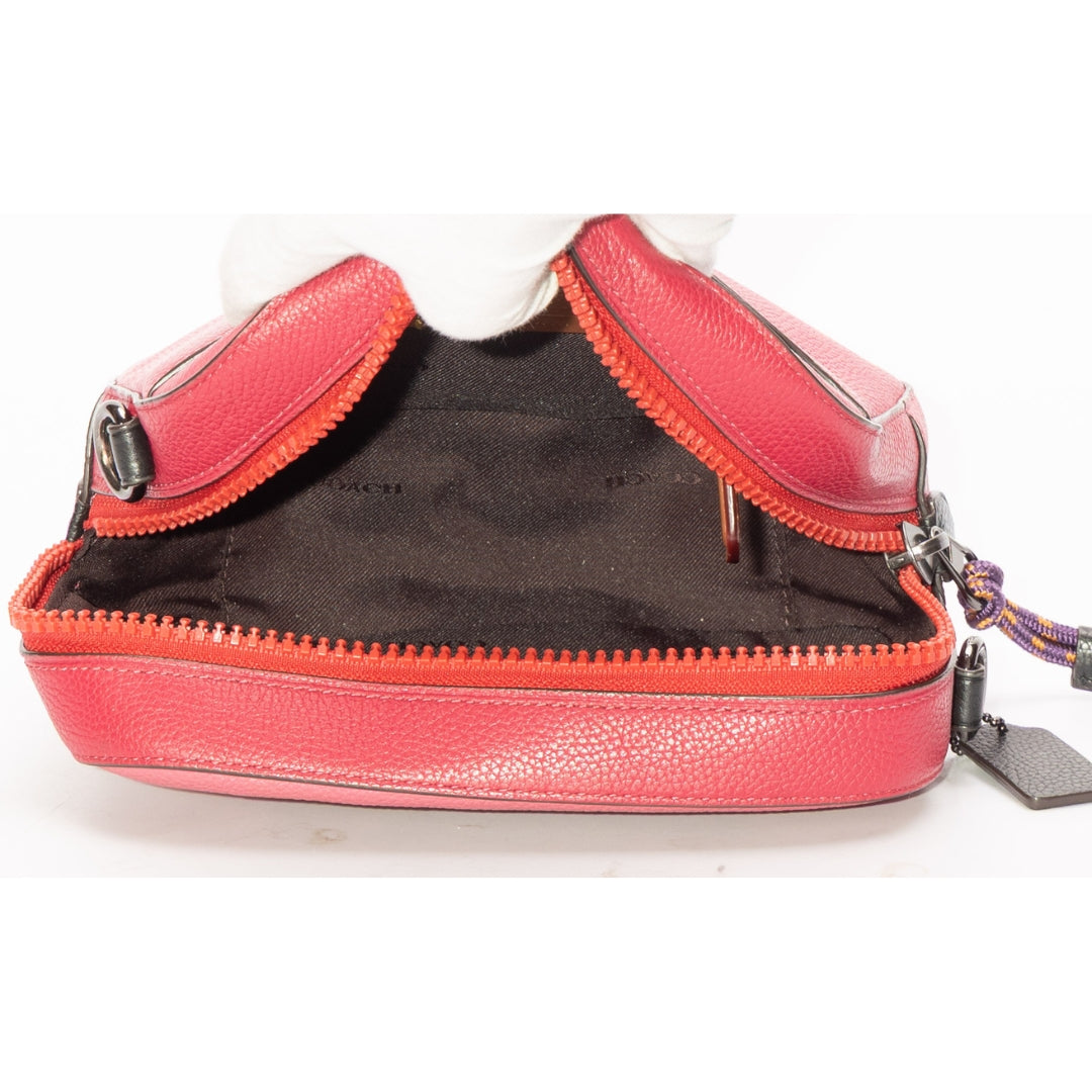 Coach Pink Logo Print Camera Bag