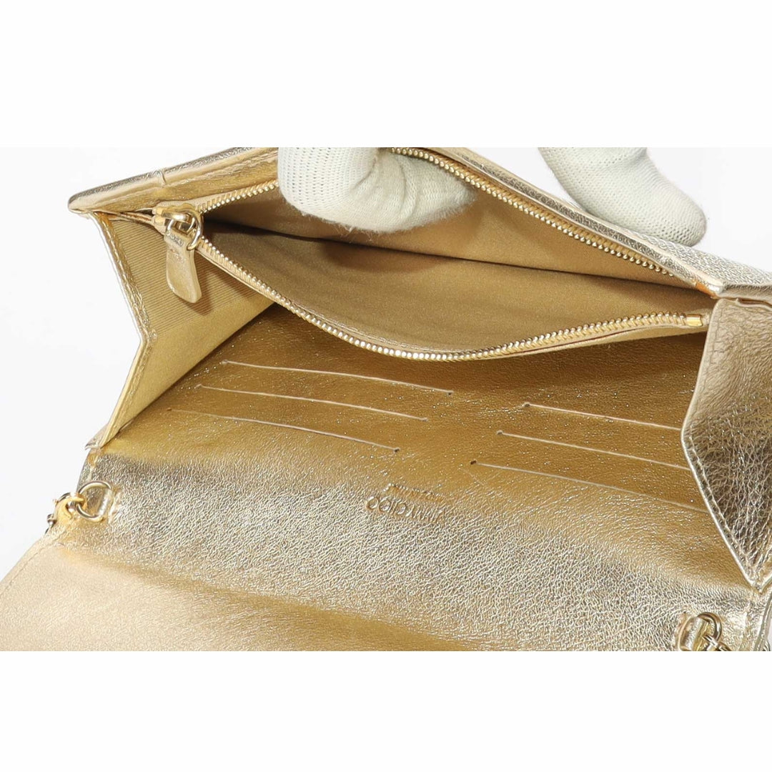 Jimmy Choo Gold Lurex Fabric Milla Chain Clutch