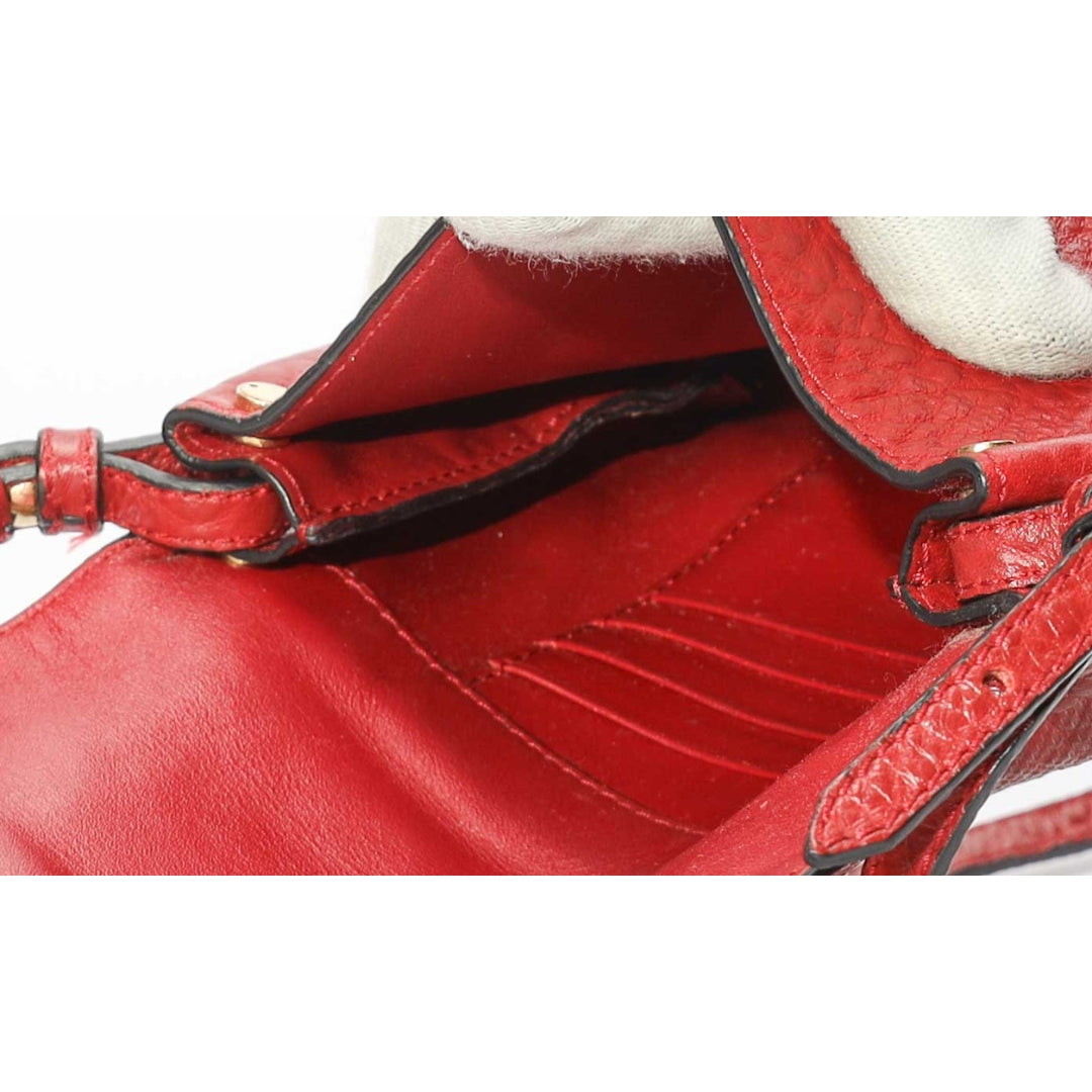 Burberry Red Embossed Langley Crossbody Bag