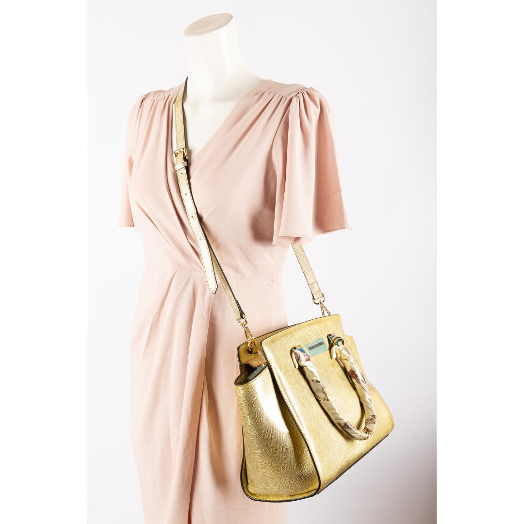 Michael Kors Gold Leather Large Selma Satchel